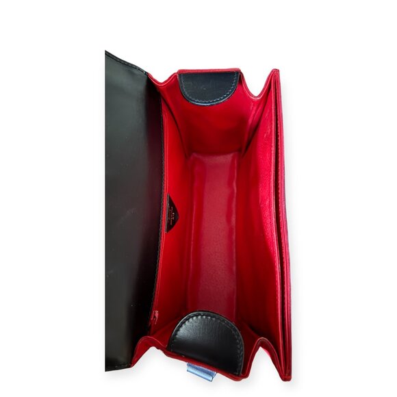 CELINE Frame Shoulder Bag | Red Suede & Black Leather - Picture 7 of 9